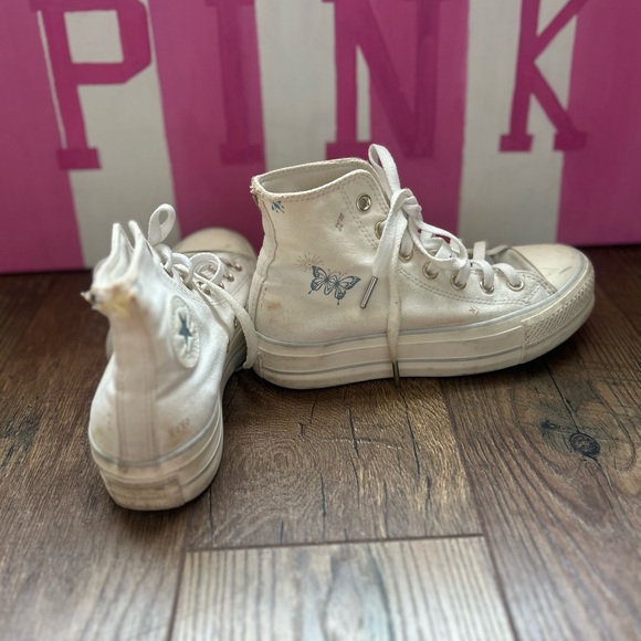 Converse White and blue Platform Sneakers - Picture 4 of 4